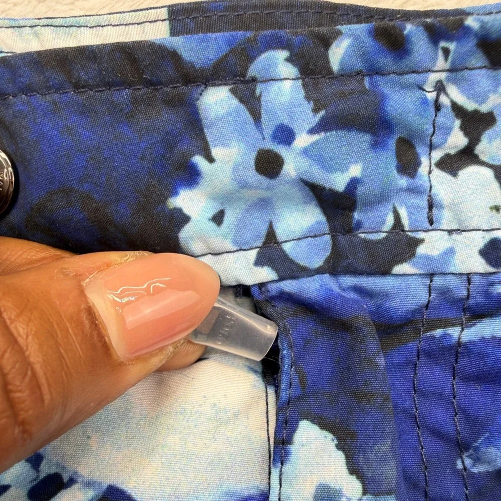 Polo Ralph Lauren Swim Trunks Sz 32 Blue Floral Hibiscus Board Shorts Buckle